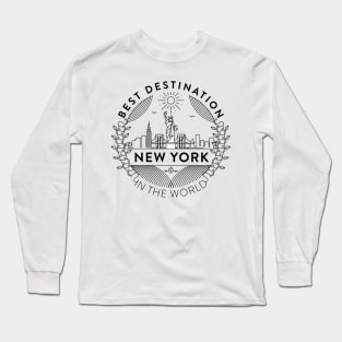 New York Minimal Badge Design Long Sleeve T-Shirt